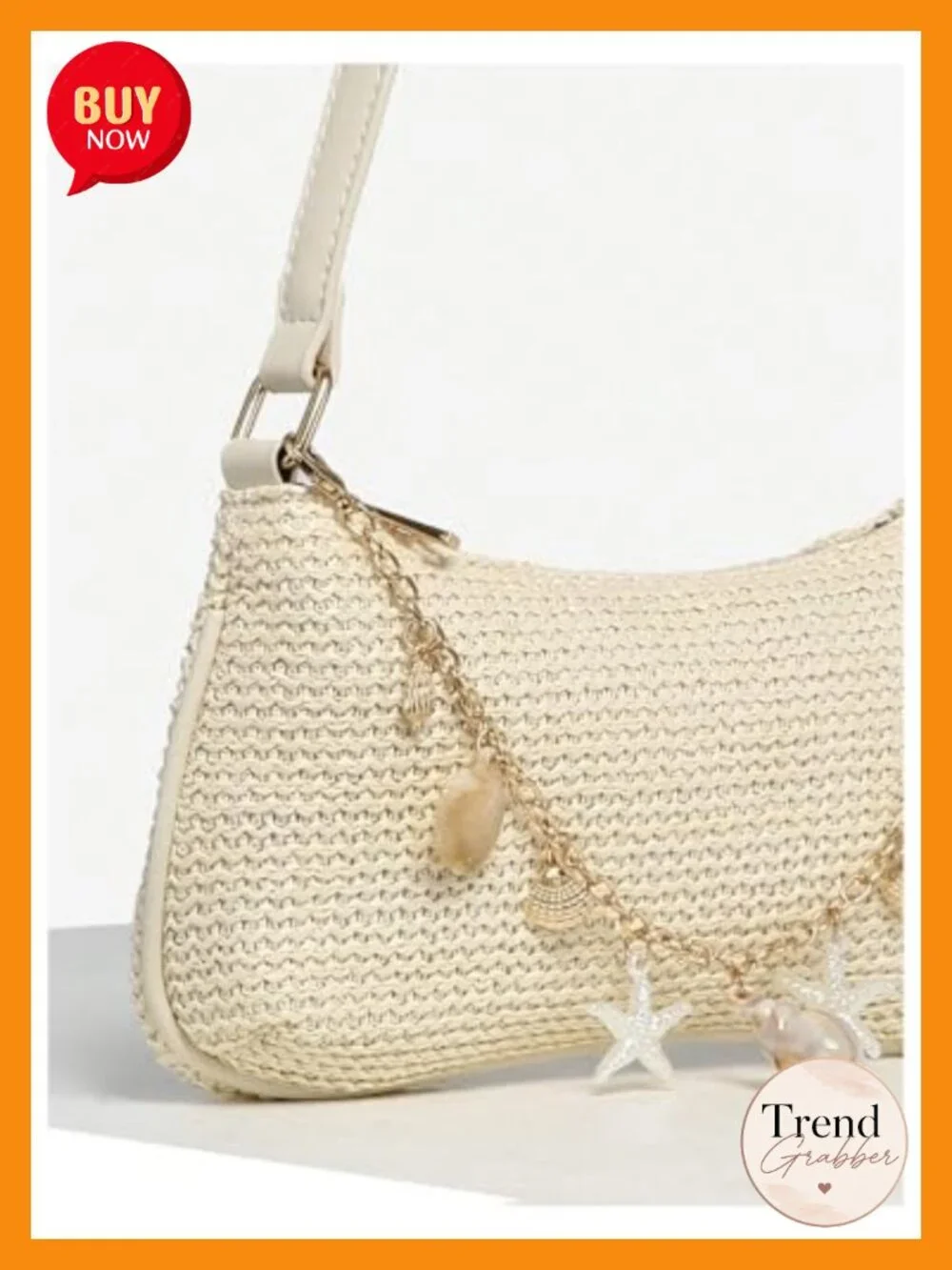 Boho Seashell Beaded Straw Clutch Purse Summer Woven Bag